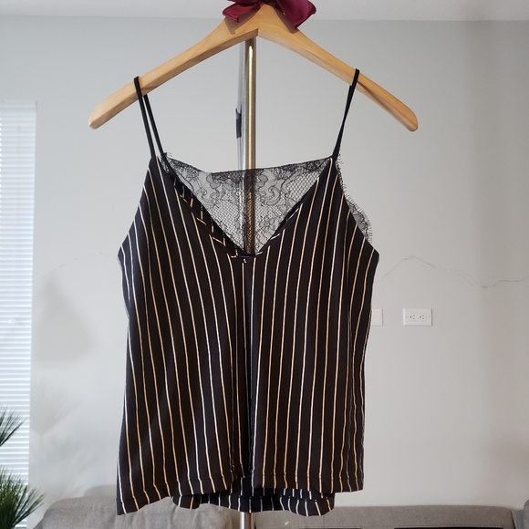 Zara Basic Striped Lace Top Camisole Host Pick 🥨 Black and White Coquette VGUC - Picture 4 of 7
